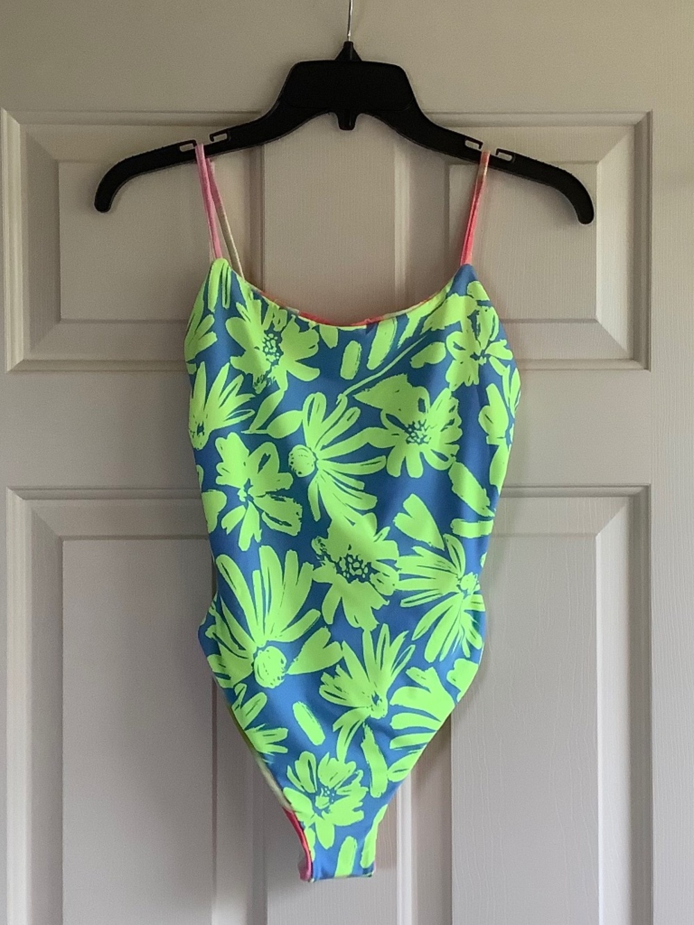 Maaji Luster Reversible One-Piece Swimsuit Pink Lime Green SZ S